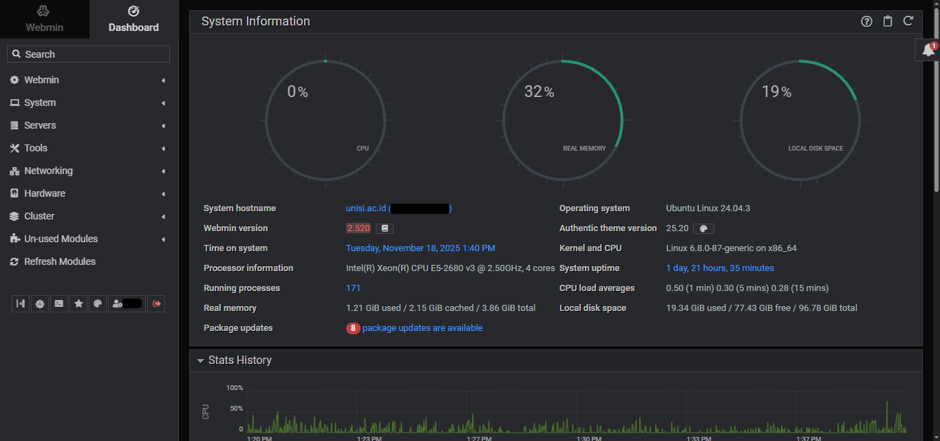 Optimasi & Manajemen VPS Universitas Islam Indragiri